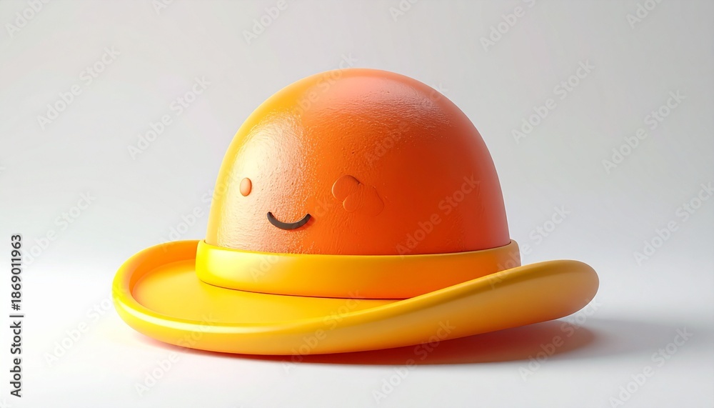 Fototapeta premium A hat 3d icon isolated white background with smily on the front