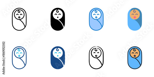 Baby icons set multiple style collection. Editable stroke 
