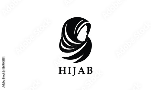 hijab logo, for women's clothing and perfume brand logo with simple minimalist silhouette style