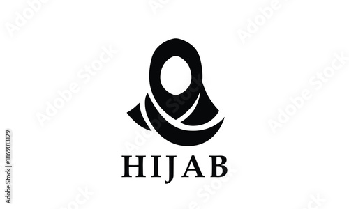 hijab logo, for women's clothing and perfume brand logo with simple minimalist silhouette style