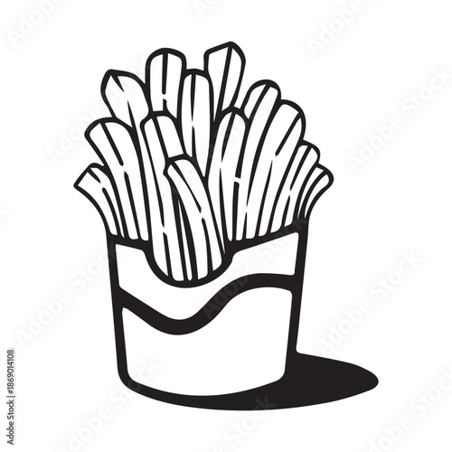 French Fries symbol, black isolated silhouette
