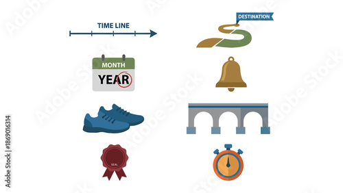 Infographic Elements: Timeline, Destination, Calendar, and Icons for Planning
