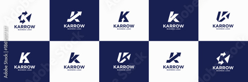 letter K financial graphic logo. business growth arrow icon.
