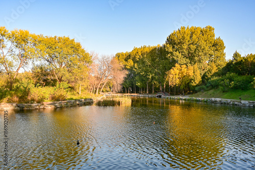Scenery of Fuhai Lake in Old Summer Palace Ruins Park, Beijing, China
