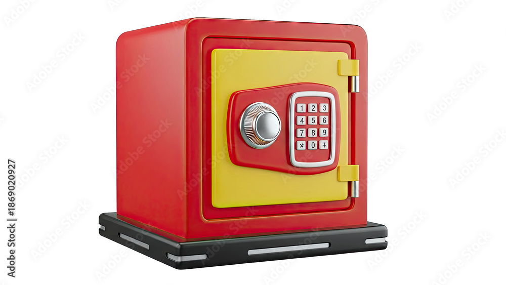 Fototapeta premium Red and Yellow Safe with Digital Keypad