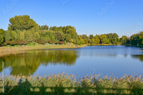 Scenery of Fuhai Lake in Old Summer Palace Ruins Park, Beijing, China