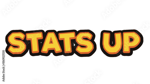 Vibrant 'STATS UP' graphic for game interface elements, displaying improved performance, achievement, and growth metrics