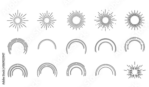 sunburst, explosion, spark, sparks, glow, flash, burst, shine, light, rays, radial, decorative, pattern, ornament, outline, linear, icon, vector, flat, black, contour, creative, graphic, element, desi