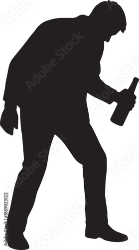 A black bear silhouette and a drunk person vector illustration shadow