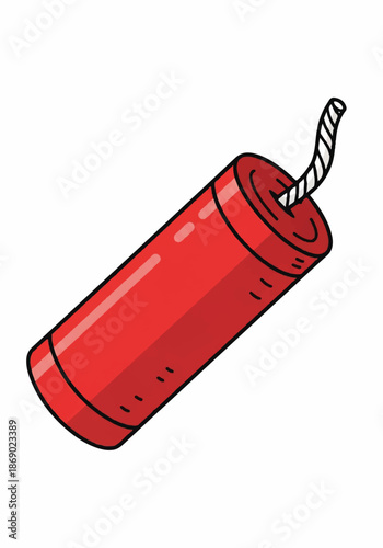 Cartoon red dynamite stick with fuse illustration.