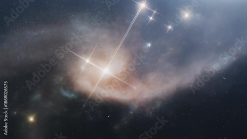A vibrant nebula with stars shining brightly.