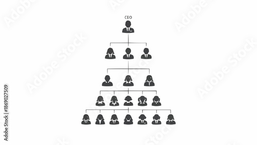 Business organizational chart showing hierarchy and structure.