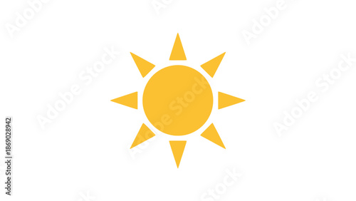 Vibrant yellow sun symbol on white background