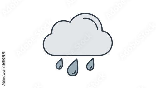 Rainy weather icon with cloud and raindrops