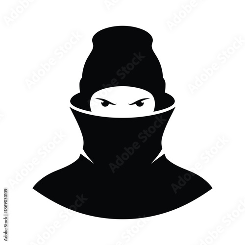 Silhouette of a ninja isolated on white background, Vector, illustration