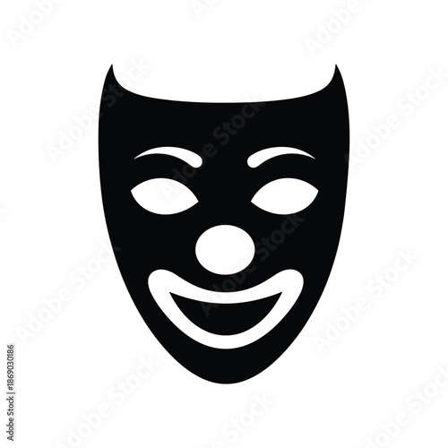 Theater mask smiling isolated on white background, Vector, illustration