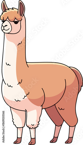 Cartoon Alpaca Adorable and Playful Illustration of a South American Animal in a Simple Style
