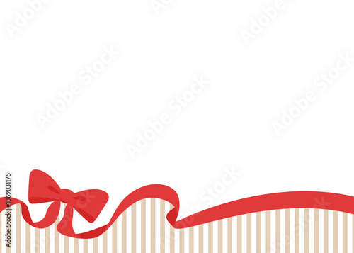 リボンのデコレーションフレーム、ストライプ柄の背景
