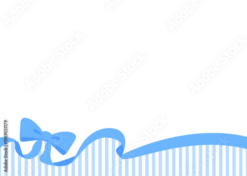 リボンのデコレーションフレーム、ストライプ柄の背景