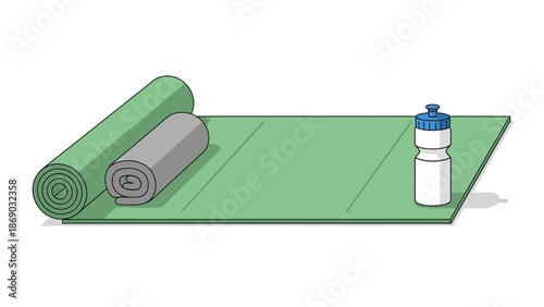 Yoga mat and water bottle for fitness and wellness routine