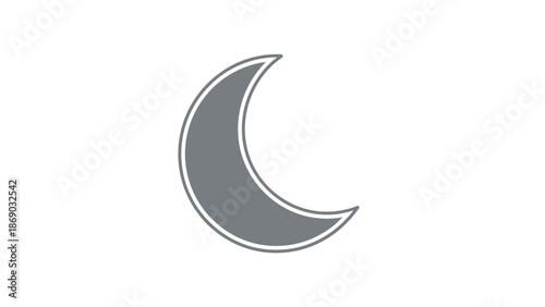 Modern crescent moon symbol in gray and white
