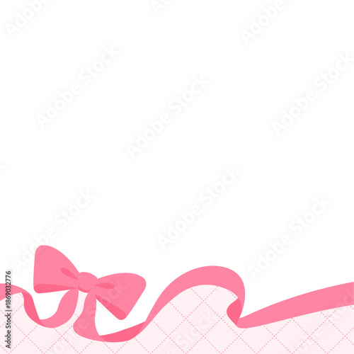 リボンのデコレーションフレーム、背景、斜め格子のパターン、正方形サイズ