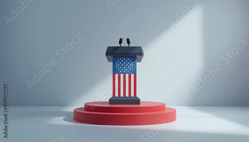 American podium with flag design for public speaking events
