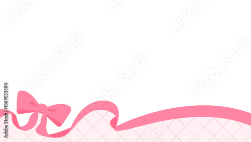 リボンのデコレーションフレーム、背景、斜め格子のパターン、16:9 サイズ