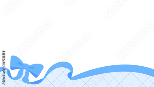 リボンのデコレーションフレーム、背景、斜め格子のパターン、16:9 サイズ