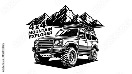 Four Wheel Drive SUV Vehicle Illustration.