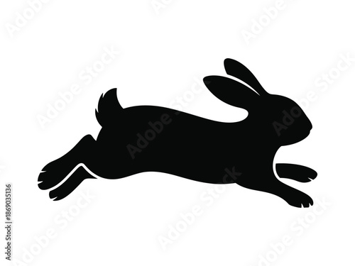 Jumping Rabbit Silhouette Vector Illustration Isolated on White Background