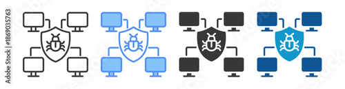 Antivirus Icon Set Vector Collection Isolated In Black And White
