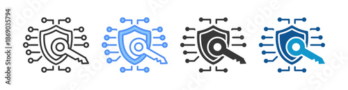 Encryption Key Icon Set Vector Collection Isolated In Black And White