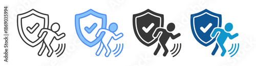 Perimeter Icon Set Vector Collection Isolated In Black And White