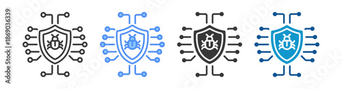 Cyber Threat Icon Set Vector Collection Isolated In Black And White