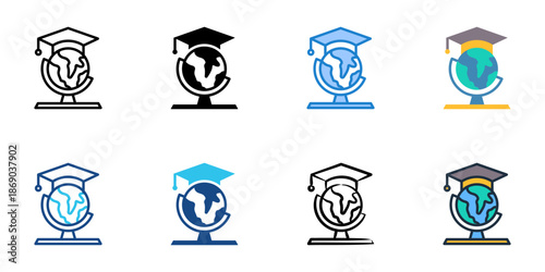 Education icons set multiple style collection. Editable stroke 
