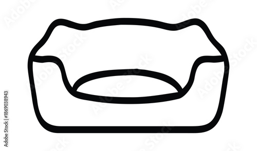 Dog Bed Icon, Simple Line Art, Pet Furniture Outline, Minimalist Design