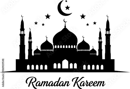 Beautiful illustration on theme of celebrating annual holiday Ramadan black vetors