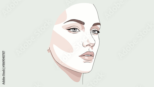 Elegant Woman Face Illustration with Makeup.
