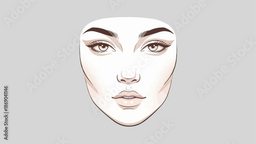Fashion Face Illustration with Dramatic Eye Makeup and Defined Features.