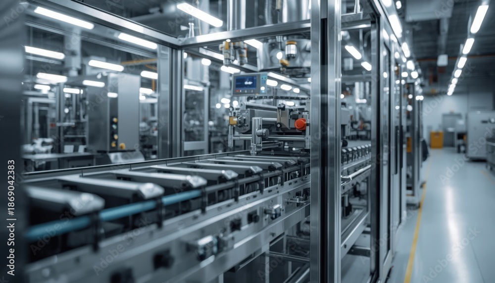 Fototapeta premium Ultra-realistic interior view of an advanced industrial manufacturing machine, highlighting precision, complexity, and modern factory environments.