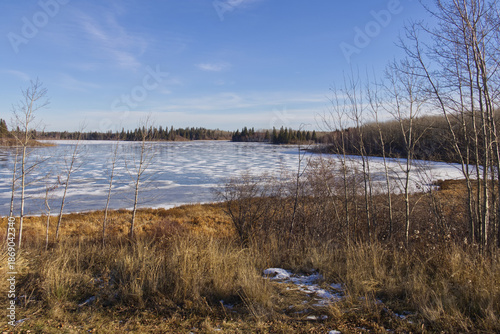 Astotin Lake Freezing in Autumn