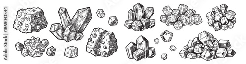 Salt crystals engraving illustration for gourmet food packaging