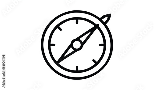 Black compass icon on white background, navigation symbol