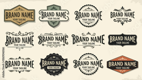 Vintage Style Brand Name Labels Collection.
