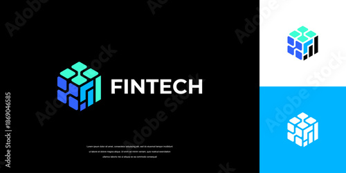 fin tech logo design vector, financial technology logo idea