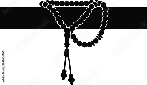 Elegant Black Prayer Beads on Contrast Background
