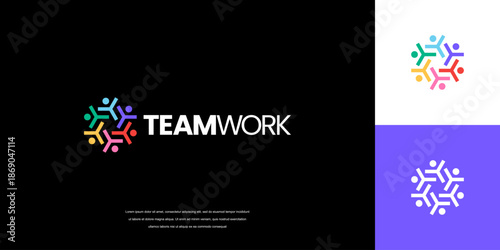 teamwork logo design vector, community logo idea