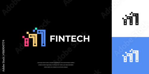 fin tech logo design vector, financial technology logo idea