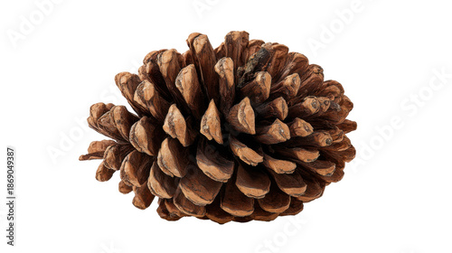 Pinecone presenting its woody scales and natural texture. Representing autumn, forest, and evergreen trees. Transparent background